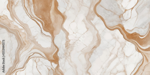 Abstract flowing marble texture with warm brown veins isolated on white background