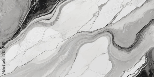 Abstract black and white marble veining pattern isolated on white background