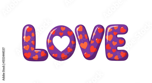 Cartoonish purple letters spelling out 