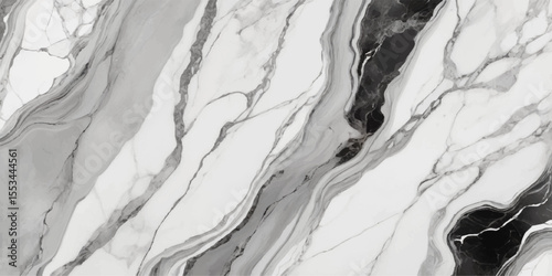 Abstract gray and white marble texture with black veins isolated on white background