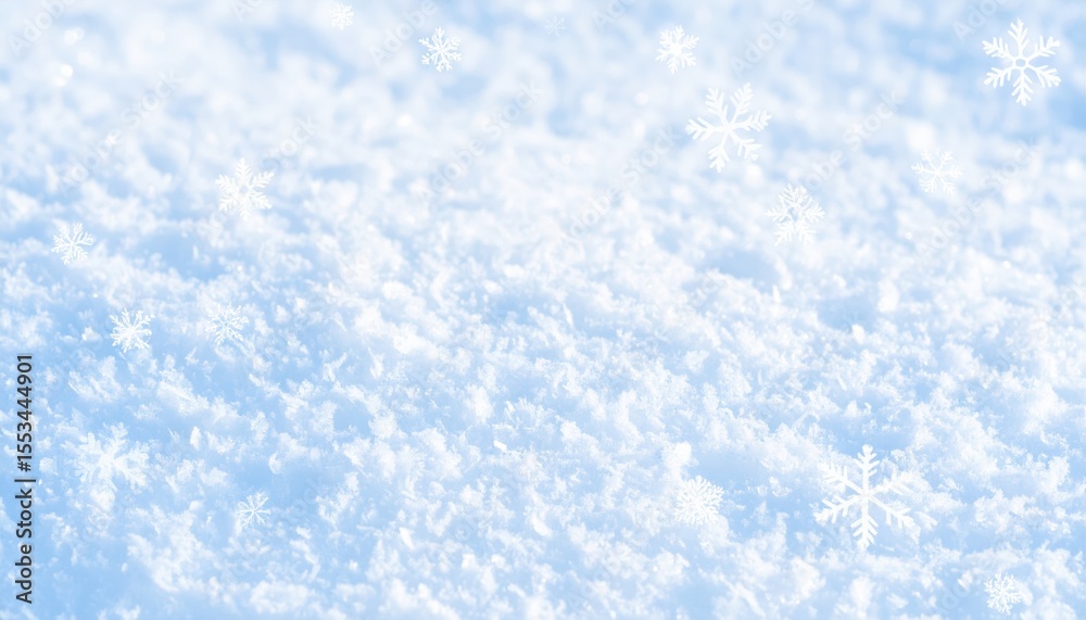 Obraz premium Closeup Snowy Texture Background with White Flakes