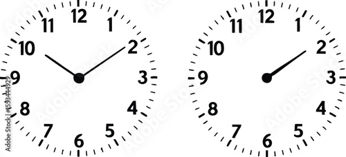 Vector Illustration of Analog Clock Faces Showing Different Times for Educational and Learning Purposes

