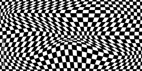 Black and white checkered pattern . Chess pattern . Black and white square background . Checkered wallpaper . Vector illustration