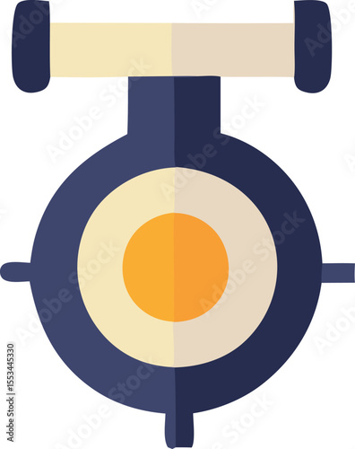 Abstract geometric design featuring concentric circles and a horizontal bar with rounded ends rendered in a flat modern style with a limited color palette