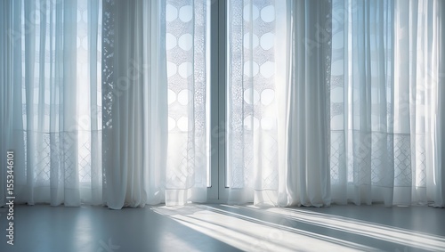 White Sheer Curtains Sunlight Window Interior image