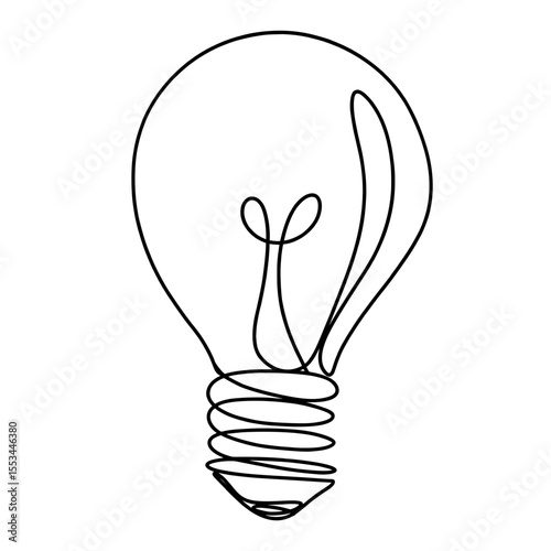Light bulb one continuous line art drawing 