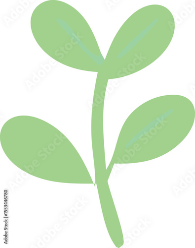 A simple stylized illustration of a young green plant sprout with three leaves and a central stem against a white background