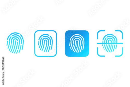 Fingerprint icons in modern blue design for security and identification  
