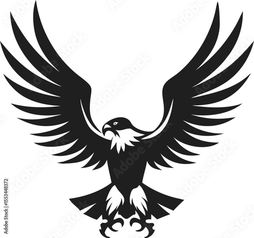 Majestic Eagle Silhouette Vector Art  Landing Wings Down Nature Design