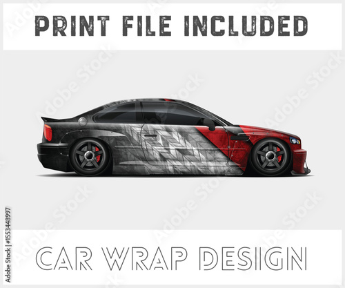 Modern Racing Car Wrap Design with Print File Included