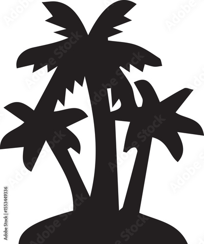 Tropical coconut palm tree illustration with vibrant green leaves and detailed trunk, perfect for beach, summer, island, and nature-themed graphic design and commercial use.