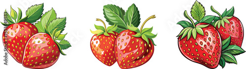 Strawberry fruit set vector illustration