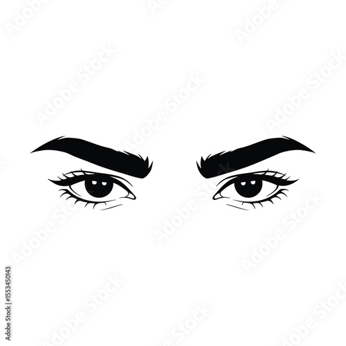 Intense Eyes A Bold Black and White Illustration of Female Eyes