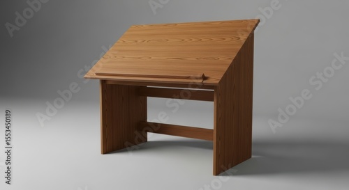Elegant Wooden Writing Desk with a Slanted Top Ideal for Home Office or Study Spaces