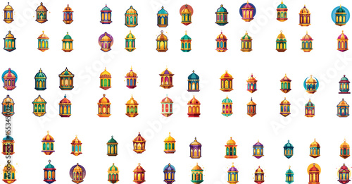 Islamic lantern set vector illustration