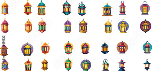Islamic lantern set vector illustration