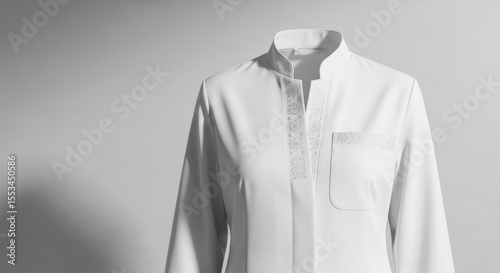 Elegant and Minimalist White Garment Showcasing Intricate Detailing in a Modern Fashion Setting