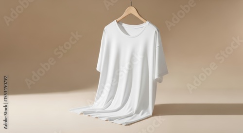 Stunning Display of a White T-Shirt Against a Warm Neutral Background for Fashion Showcase