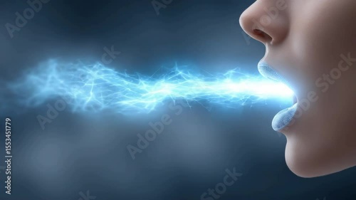 A futuristic concept of artificial intelligence processing and generating human speech, symbolizing advanced communication, language technology, and human-machine interaction.