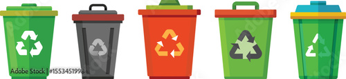 bin, recycle bin, trash bin set vector illustration