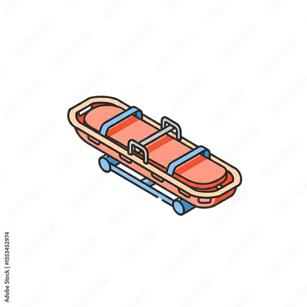 Naklejka premium Emergency stretcher for patient transportation and rescue.