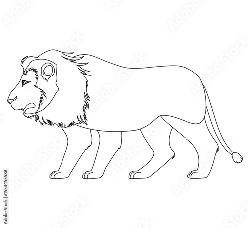 Cute cartoon hand drawn vector lion outline.