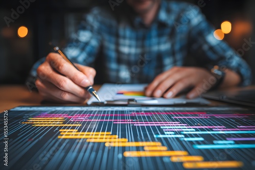 Person Reviewing Project Timeline.