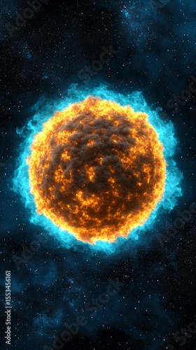 Fiery Celestial Sphere in Cosmic Nebula