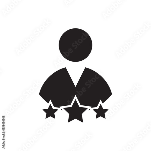 User with rating star icon vector. profile with three star rating concept.