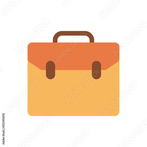 Briefcase flat icon. Modern office or business briefcase in orange tone.