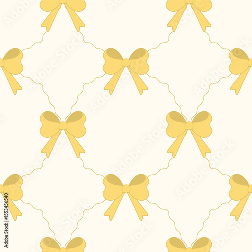 Yellow coquette bows seamless pattern. for Prints, Wrapping Paper, Wallpaper, Textiles, Stationery, and Fabric