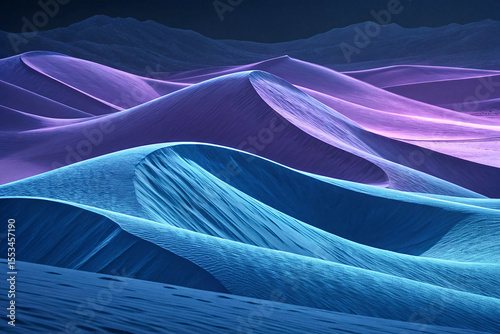 Abstract digital landscape, flowing waves, fluid motion