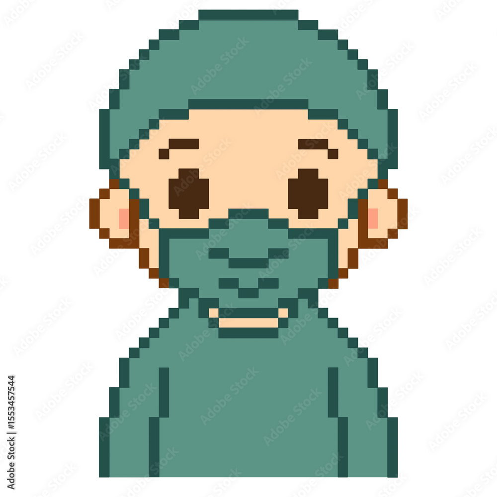 Flat Design Pixel Art Surgeon Illustration Flat Design Pixel Art Surgeon Illustration