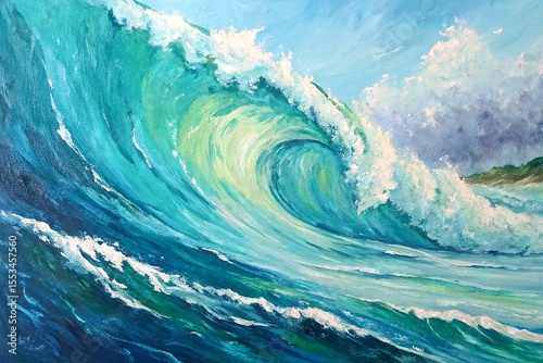 An abstract painting featuring a blend of vibrant colors