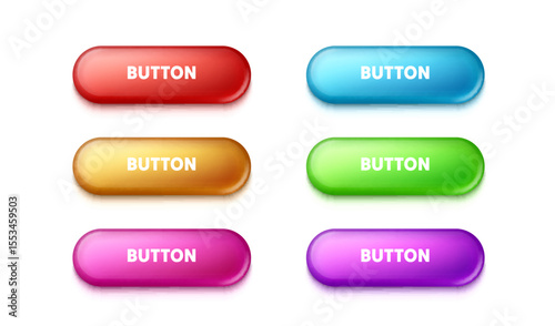 Set color round button, frame label, event web element. Vector illustration