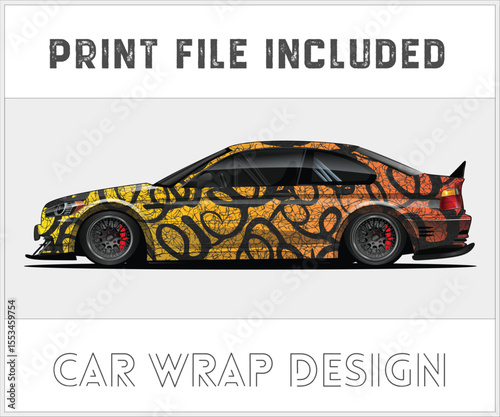 Abstract Car Wrap Design with Print File Included