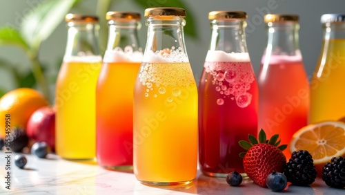 Refreshing kombucha drinks with fruit infusions