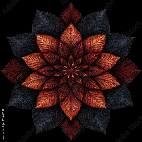 Stunning Mandala Design with Intricate Leaf Patterns and Colors
