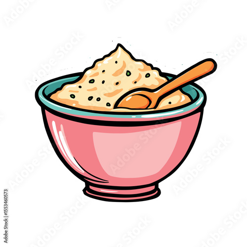 A Bowl Of Creamy Porridge With A Spoon Ready To Eat Delicious Breakfast Food