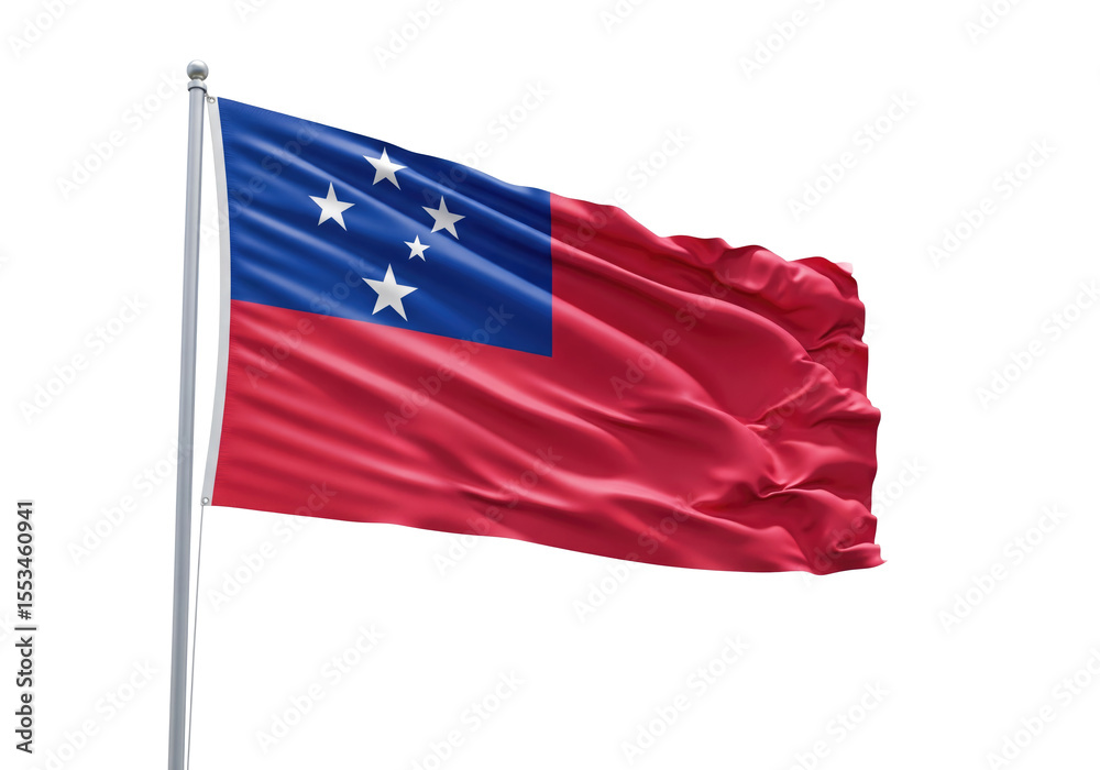Naklejka premium samoa national flag flying on transparent background