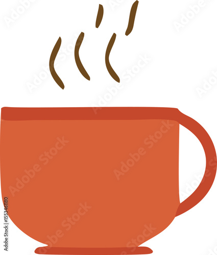A cozy terracotta colored mug with steam rising perfect for enjoying a warm beverage on a cold day
