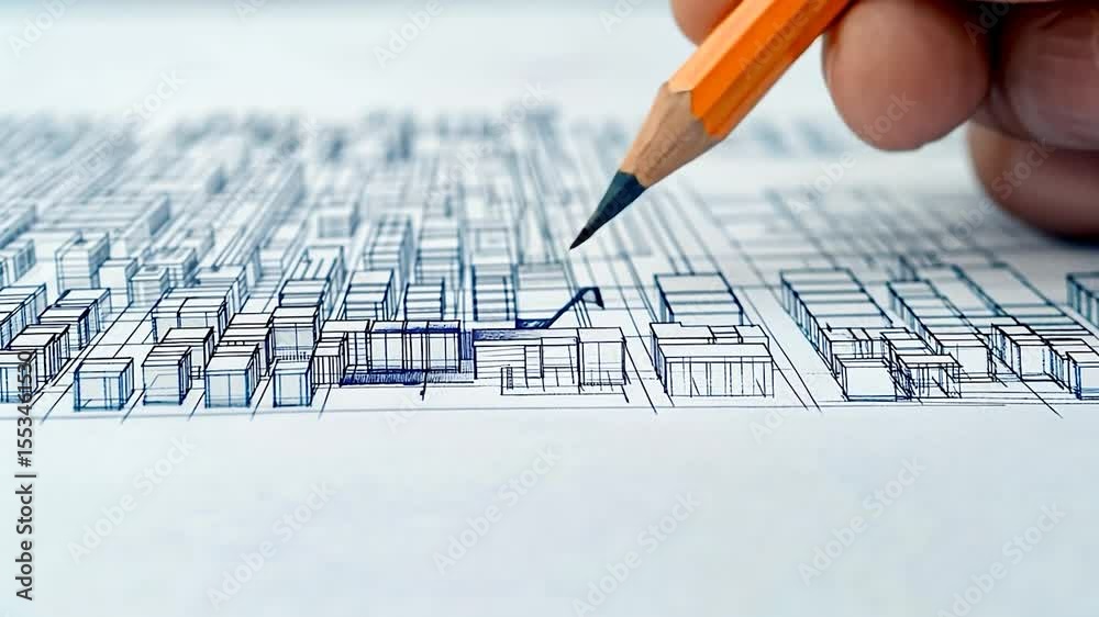 Architectural Design: Hand Sketching a Detailed Cityscape Plan