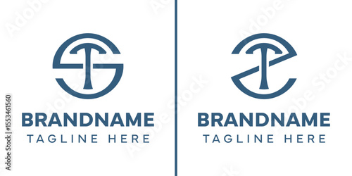 Letters ST and ZT Monogram Logo, suitable for any business with ST TS ZT TZ initials