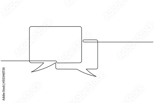 Simple speech bubble continuous one line drawing style for communication and messaging concept