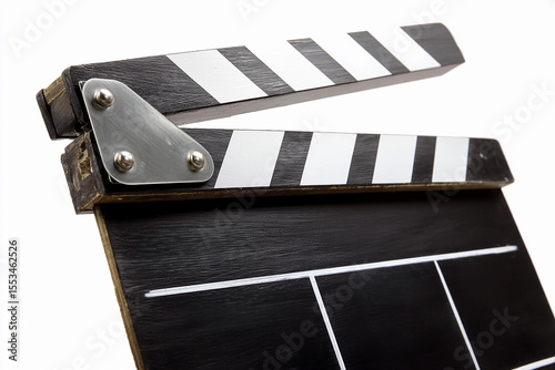 Classic clapperboard used in film production and behind the scenes