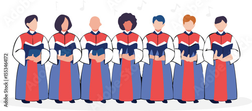 Traditional Church Choir Carol Singing Scene.