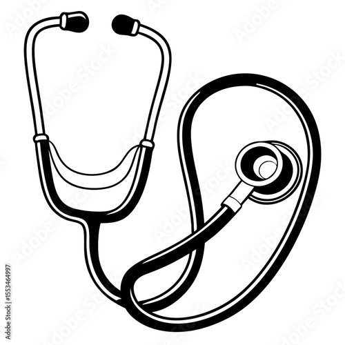 Stethoscope illustration in black and white design  