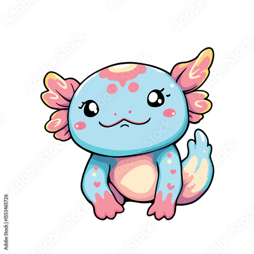 Cute Kawaii Axolotl Illustration Vector Sticker for Enthusiasts and Art Lovers