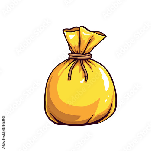 A Simple Yellow Pouch Tied Shut With a String Offering a Classic Visual Representation of Wealth or Treasure