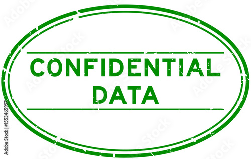 Grunge green confidential data word oval rubber seal stamp on white background